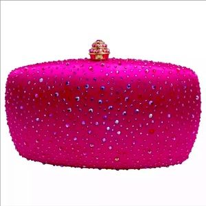 Pink Oval Rhinestone Crystal Clutch Evening Bag